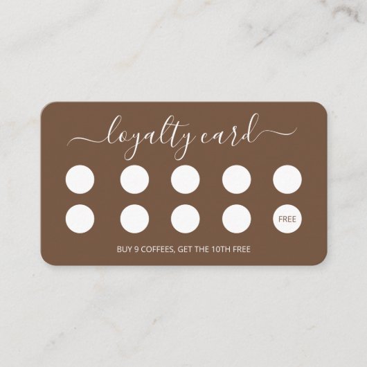 Custom Coffee Loyalty Kaart Eenvoudig script (Voorkant)