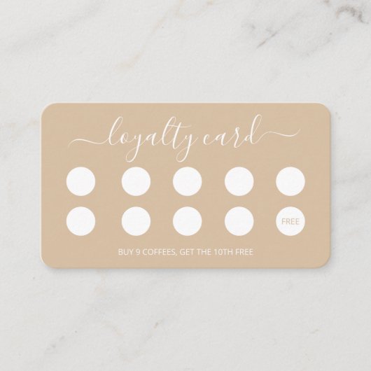 Custom Coffee Loyalty Kaart Eenvoudig Script Zwart (Voorkant)