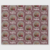 Custom Coffee Merry Christmas One Circle Photo Cadeaupapier (Vlak)