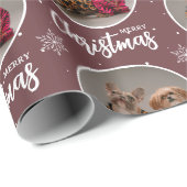 Custom Coffee Merry Christmas One Circle Photo Cadeaupapier (Rol Hoek)