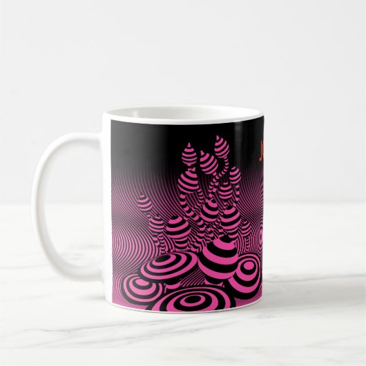Custom Coffee mok Neon Fuchsia Magic Mushrooms. (Links)