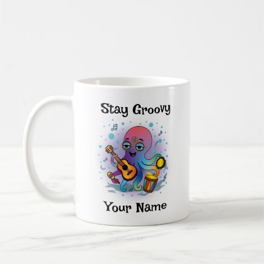 Custom Coffee Mug | Retro Octopus | Name & Text Koffiemok (Links)