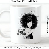 Custom Coffee Queen met Afro Quote 040 Nieuwigheid Koffiemok