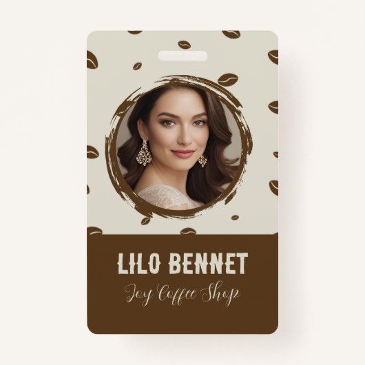 Custom Coffee Shop Badge with QR Code | Cozy Coffe (Voorkant)