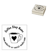 Custom Coffee Shop Contactgegevens Houten Rubberstempel (Gestempeld)