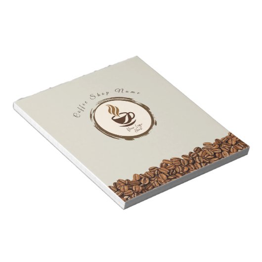 Custom Coffee Shop Notepad – Personalized Logo Notitieblok (Schuin)