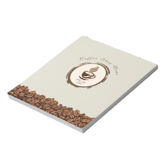 Custom Coffee Shop Notepad – Personalized Logo  Notitieblok (Linkerzijde)
