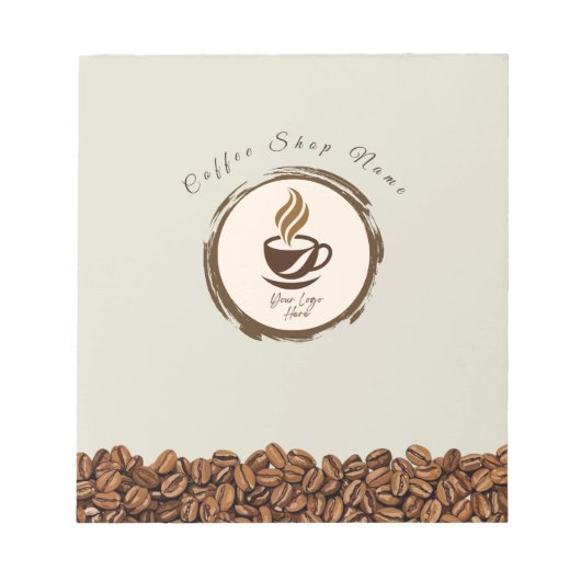 Custom Coffee Shop Notepad – Personalized Logo  Notitieblok (Voorkant)