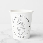Custom Coffee Shop Voeg uw Logo Modern Minimalist  Papieren Bekers (Voorkant)