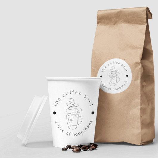 Custom Coffee Shop Voeg uw Logo Modern Minimalist  Papieren Bekers