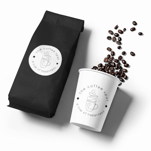 Custom Coffee Shop Voeg uw Logo Modern Minimalist  Ronde Sticker