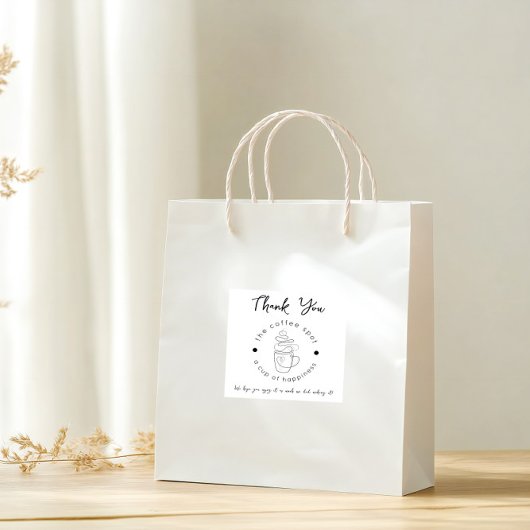 Custom Coffee Shop Voeg uw Logo Modern Minimalist  Vierkante Sticker