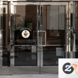 Custom Coffee Shop Window Cling – Personalized  Raamsticker