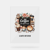 ☕Custom Coffeecore Keuken Cafe Koffie Happy Place Acryl Bord (Voorkant)