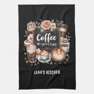 ☕Custom Coffeecore Keuken Cafe Koffie Happy Place Theedoek