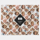 Custom Collage 12 Foto - funky familie monogram Fleece Deken (Voorkant (Horizontaal))