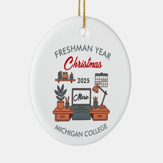 Custom College Freshman, New College Student Keramisch Ornament (Rechts)