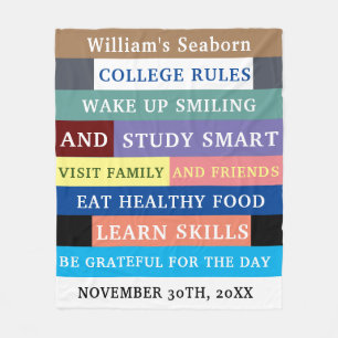 Custom College Rules Funny Blanket for afgestudeer Fleece Deken
