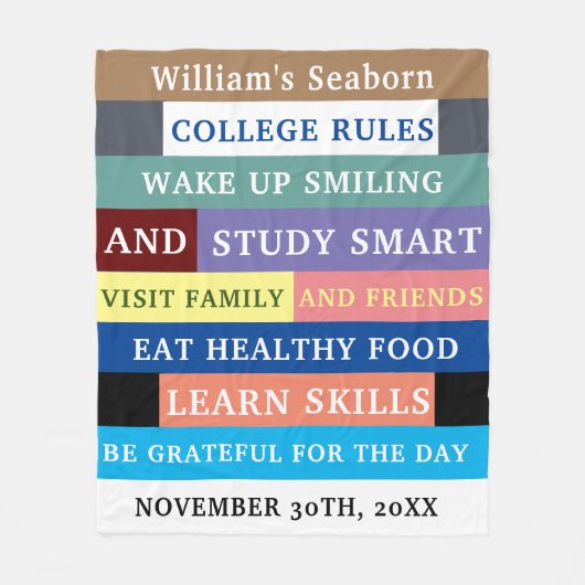 Custom College Rules Funny Blanket for afgestudeer Fleece Deken (Voorkant)