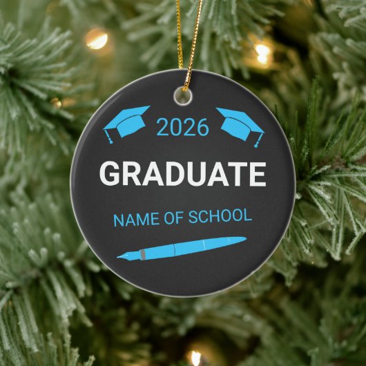 Custom College School Graduation 2026 Keramisch Ornament (Boom)