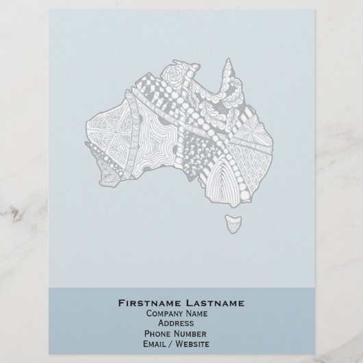 Custom Color Australia Map Art Briefhoofd Ontwerp (Voorkant)