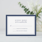 Custom Color Simple Border Wedding RSVP Kaart (Staand voorkant)
