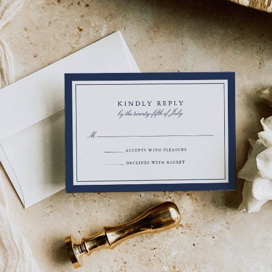 Custom Color Simple Border Wedding RSVP Kaart