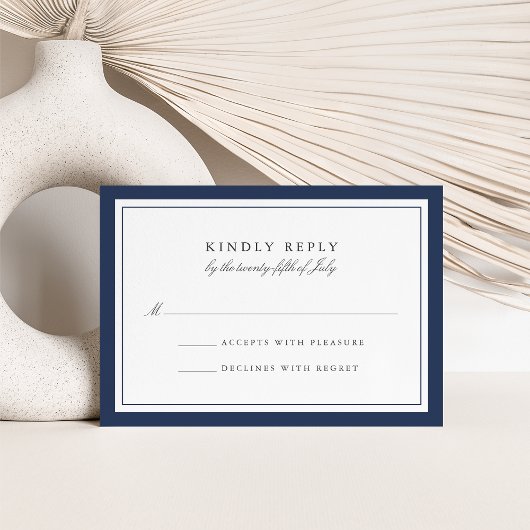 Custom Color Simple Border Wedding RSVP Kaart