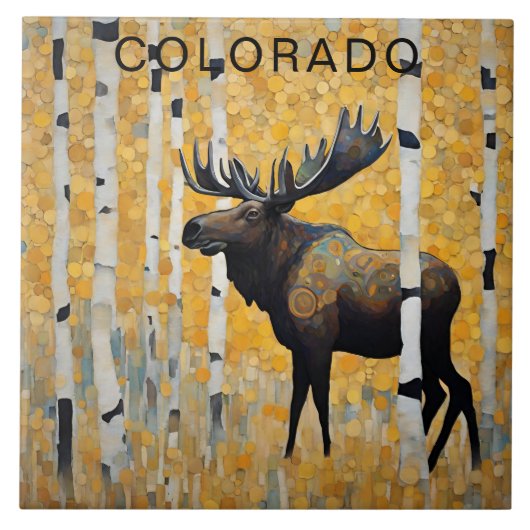 Custom Colorado Mountain Herfst Moose Tegeltje (Voorkant)