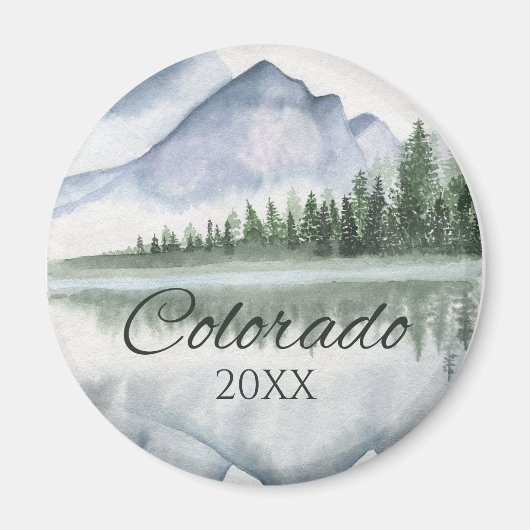 Custom Colorado Watercolor Mountain Lake Trees Magneet (Voorkant)