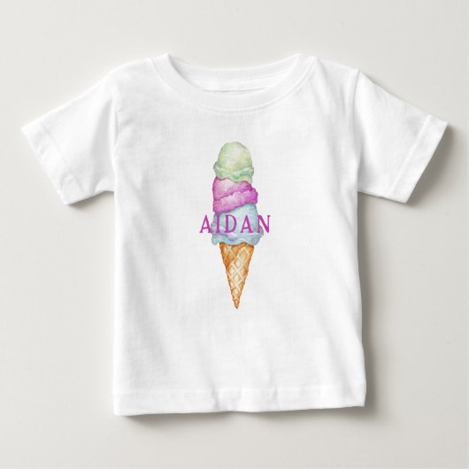 Custom Colorful Painted Ice Cream Cone With Name (Voorkant)