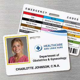 Custom Colors Codes Hospital Photo ID Badge