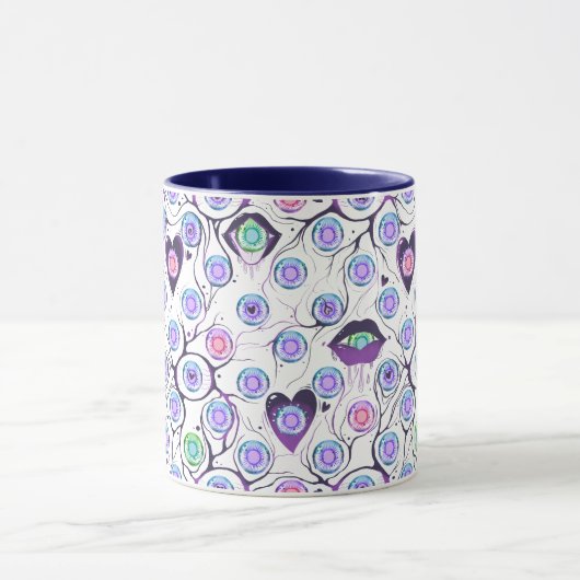 Custom Combo Mug with Unique Eye and Heart Design Mok (Midden)
