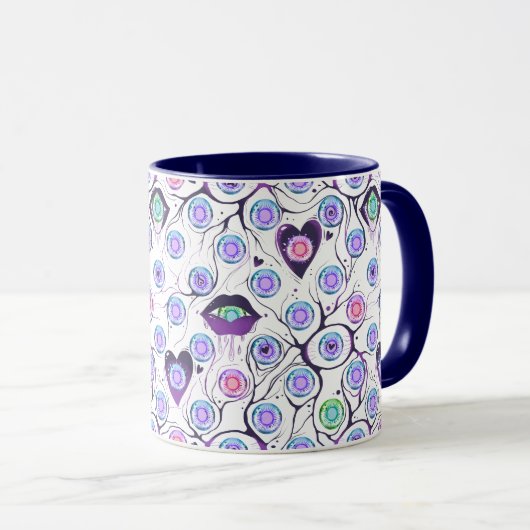 Custom Combo Mug with Unique Eye and Heart Design Mok (Voorkant rechts)