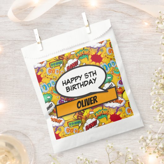 Custom Comic Book Superhero Verjaardagsfeest Bedankzakje (Geknipt)