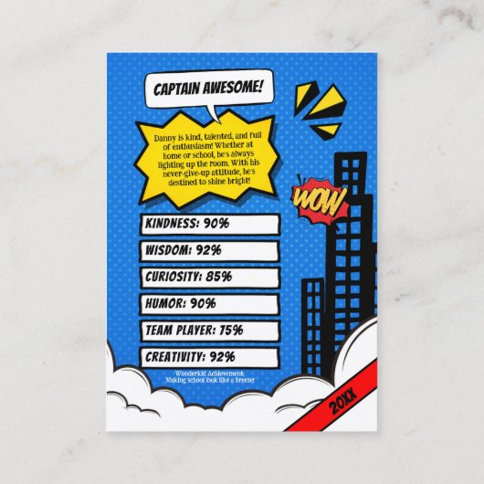 Custom Comic Trading Kaart voor Kids Smart Fun Gif Contactkaartje (Achterkant)