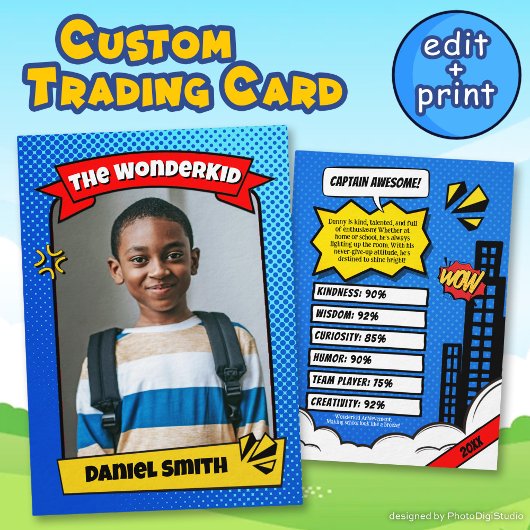 Custom Comic Trading Kaart voor Kids Smart Fun Gif Contactkaartje