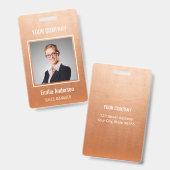 Custom Company Basic Employee Name Photo Roos Gold Badge (Voor- en achterkant)
