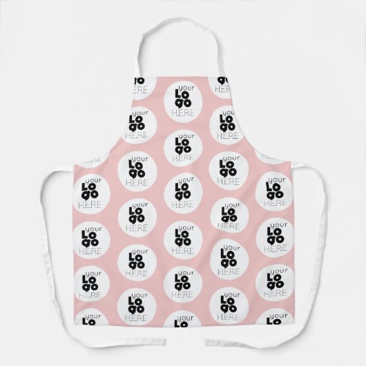 Custom Company Black Logo Pattern op roze staf Schort (Voorkant)