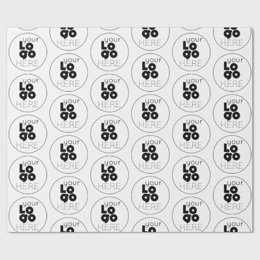 Custom Company Black Logo Pattern op White Gift Cadeaupapier (Vlak)