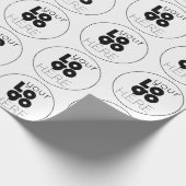 Custom Company Black Logo Pattern op White Gift Cadeaupapier (Hoek)