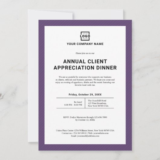 Custom Company Business Corporate Event Paars Kaart (Voorkant)