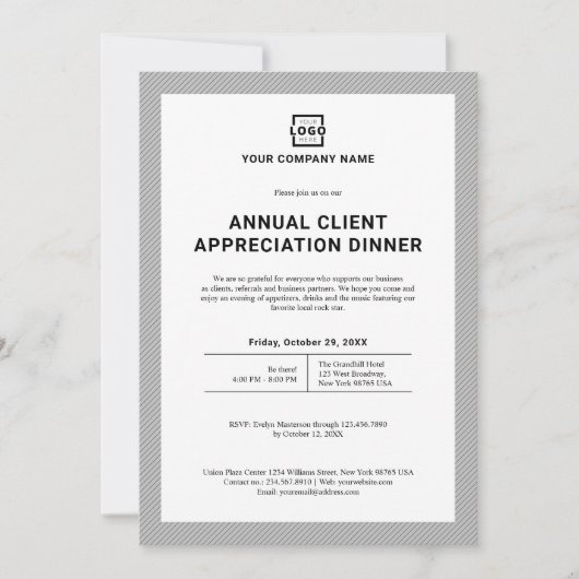 Custom Company Business Corporate Event Party Grey Kaart (Voorkant)