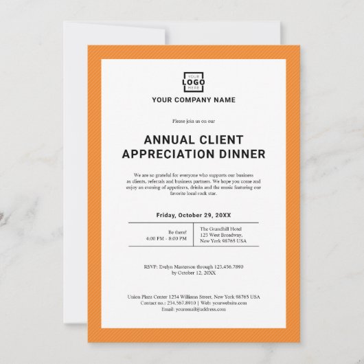 Custom Company Business Corporate Party Oranje Kaart (Voorkant)