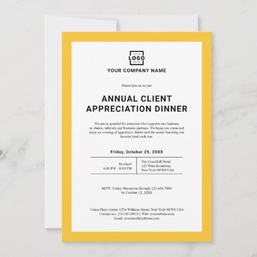 Custom Company Business Corporate Party Yellow Kaart (Voorkant)