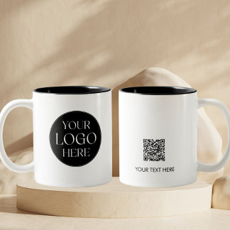 Custom Company Business Logo Branded QR Code Tweekleurige Koffiemok