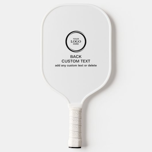 Custom Company Business Logo en tekst eenvoudig zw Pickleball Paddle (Achterkant)