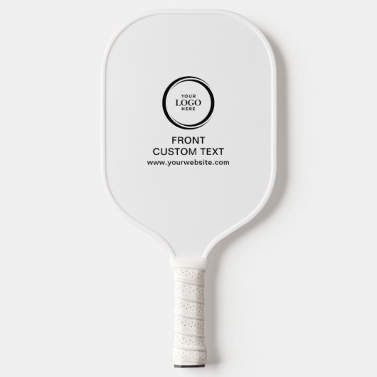 Custom Company Business Logo en tekst eenvoudig zw Pickleball Paddle (Voorkant)
