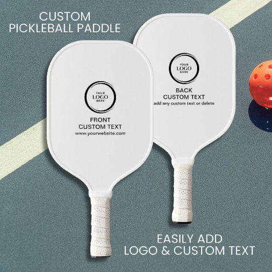 Custom Company Business Logo en tekst eenvoudig zw Pickleball Paddle