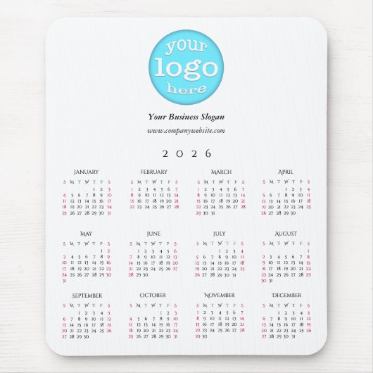 Custom Company Business Logo Office 2026 Calendar Muismat (Voorkant)